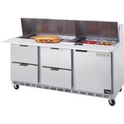 Beverage Air SPED72-12C-4 72" 1 Door 4 Drawer Cutting Top Refrigerated Sandwich Prep Table with 17" Cutting Board