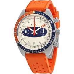 Chronograph A Quartz Off White Dial Mens Watch - Orange - Bulova Watches