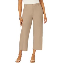 Plus Size Women's Wide-Leg Stretch Poplin Crop Pant by Jessica London in New Khaki (Size 20 W) found on Bargain Bro Philippines from Ellos for $39.99