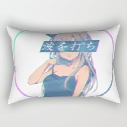 Waves - Sad Anime Japanese Aesthetic Kawaii Girl Rectangular Pillow by Poser_boy - Small (17" x 12")