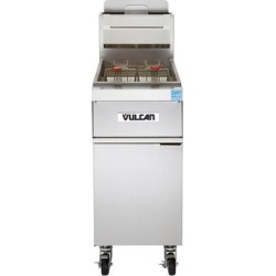 Vulcan 1TR65A-2 PowerFry3 Liquid Propane 65-70 lb. Floor Fryer with Solid State Analog Controls - 80,000 BTU
