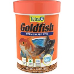 Tetra Goldfish Worm Shaped Bites Fish Food, 2.46 oz.