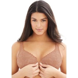 Plus Size Women's Wonderwire® Stretch Lace Front-Close Underwire Bra by Glamorise in Cappuccino (Size 40 DD) found on Bargain Bro from Ellos for USD $35.71