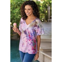 Women Monet T-Shirt by Soft Surroundings, in Lilac size 1X (18-20)