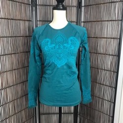 Athleta Tops | Athleta Teal Tattoo Twist Workout Long Sleeve Sm | Color: Blue/Green | Size: S found on Bargain Bro Philippines from poshmark, inc. for $26.00