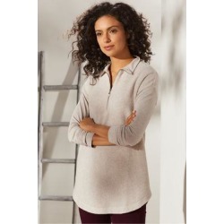 Women Adalyn Pullover Top by Soft Surroundings, in Soft Taupe Heather size 1X (18-20)