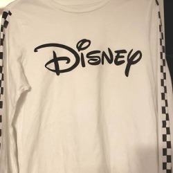 Disney Tops | Disney,Small, White Checkered Long Sleeve Shirt | Color: Black/White | Size: S found on Bargain Bro from poshmark, inc. for USD $7.60
