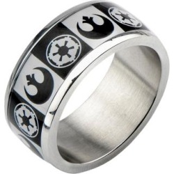 Men's Star Wars Stainless Steel Galactic Empire and Rebel Alliance Symbol Ring, Silver/Silver found on MODAPINS