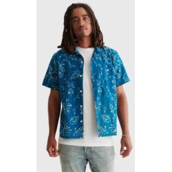 Lucky Brand Ss Club Collar - Men's Clothing Outerwear Shirt Jackets in Blue Print, Size L found on Bargain Bro Philippines from Lucky Brand for $19.99