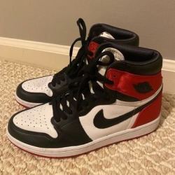 Nike Shoes | Air Jordan 1 Retro High Satin Black Toe Nike | Color: Black/Red/White | Size: 8.5