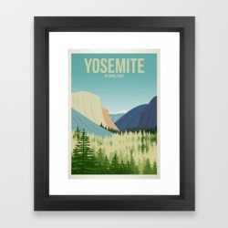 Framed Art Print | Yosemite National Park - Travel Poster - Minimalist Art Print by Harknettprints - Vector Black - X-Small-10x12 - Society6