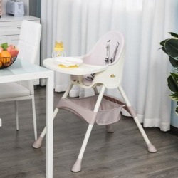 Qaba Baby High Chair 3-in-1 Kids Toddler Seat with 5-Point Safety Harness, Removable Food Tray, & Flexible Design