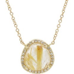 Rutilated Quartz Necklace With Diamonds - Metallic - KAMARIA Necklaces