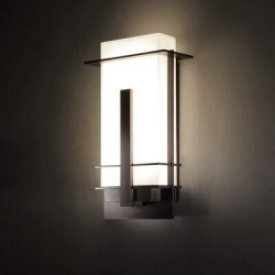Modern Forms Kyoto LED Outdoor Flush Mount Glass/Metal in Black/White, Size 14.0 H x 7.88 W x 4.0 D in | Wayfair WS-W22514-BZ