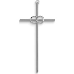 Curata Silver-Tone Metal Double Rings Wedding Wall Cross