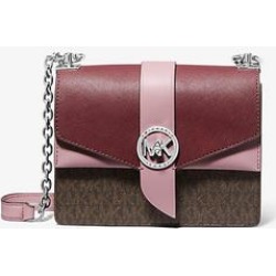 Michael Kors Greenwich Small Two-Tone Logo and Saffiano Leather Crossbody Bag Pink One Size found on Bargain Bro from Michael Kors for USD $226.48
