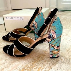 Anthropologie Shoes | Anthropologie Stunning Mixed Colorpattern Heels 39 8.5-9 | Color: Black | Size: 8.5 found on Bargain Bro Philippines from poshmark, inc. for $95.00