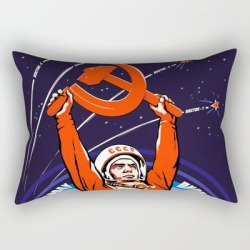 Soviet Propaganda. Yuri Gagarin Rectangular Pillow by The Electric Joy Co. - Small (17" x 12")