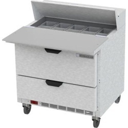 Beverage Air SPED36-10C 36" 2 Drawer Cutting Top Refrigerated Sandwich Prep Table with 17" Wide Cutting