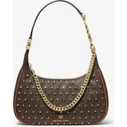 Michael Kors Piper Small Studded Logo Shoulder Bag Brown One Size found on Bargain Bro from Michael Kors for USD $302.48