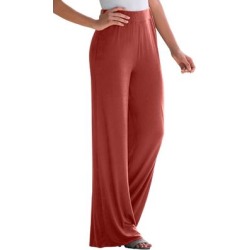 Plus Size Women's Everyday Knit Palazzo Pant by Jessica London in Red Ochre (Size 26/28) Soft Lightweight Wide-Leg found on Bargain Bro Philippines from Ellos for $39.99