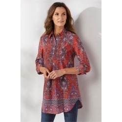 Women's Tabitha Tunic Top by Soft Surroundings, in Moroccan Red size XS (2-4)