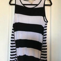 Michael Kors Tops | Michael Kors Striped Tank Top(Worn Once) | Color: Black/White | Size: 10 found on Bargain Bro from poshmark, inc. for USD $15.20