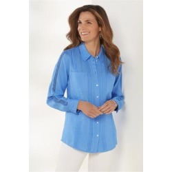 Women's Bettina Shirt by Soft Surroundings, in Dusty Blue size XS (2-4)