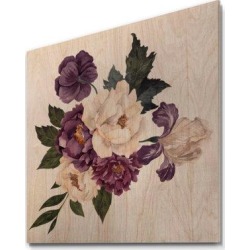 Winston Porter Retro Bouquet w/ Vintage Flowers & Leaves VIII - Unframed Painting on Wood in Brown/Green/Indigo | Wayfair found on Bargain Bro from Wayfair for USD $41.79