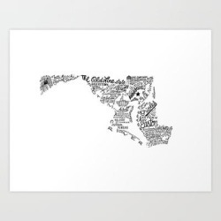 Maryland - Hand Lettered Map Art Print by Type By Hand - X-Small