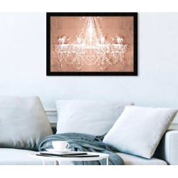 Oliver Gal 'Dramatic Entrance Rose' Fashion and Glam Wall Art Framed Print Chandeliers - Pink, White found on Bargain Bro Philippines from Overstock for $114.99
