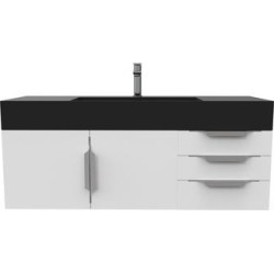 Amazon 48" Wall Mounted Bathroom Vanity Set w/ Black Top