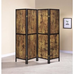 Rayport Antique Nutmeg and Black 4-panel Folding Screen (Antique Nutmeg), Antique Brown(Wood, Solid Color)