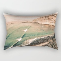 Rectangular Pillow | California Pacific Coast Highway // Vintage Waves Crashing On The Beach Teal Ocean Water by Desertxpalm - Small (17" x 12") - Society6