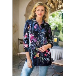 Women Jardim Velvet Shirt by Soft Surroundings, in Midnight size 1X (18-20)