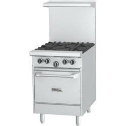 U.S. Range U24-4L Liquid Propane 4 Burner 24" Range with Space Saver Oven - 160,000 BTU
