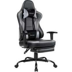 Weymics Adjustable Reclining Ergonomic Faux Leather Swiveling PC & Racing Game Chair w/ Footrest Faux Leather in Gray/Black | Wayfair WE-8280-GREY found on Bargain Bro Philippines from Wayfair for $139.99