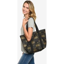 Plus Size Women's Star Wars Zippered Travel Tote Bag All-over Metallic Logo Shoulder Handbag by Disney in Black found on Bargain Bro from SwimsuitsForAll.com for USD $26.59