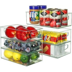 Prep & Savour Refrigerator Organizer Bins, Clear Plastic Fridge Organizer w/ Built-In Handles For Freezer, Cabinet, Countertops, Cupboard | Wayfair