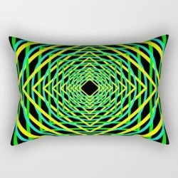 Diamonds In The Rounds Blacklight Neons Yellow Greens Rectangular Pillow by Ominous Fyxen Designs - Small (17" x 12")