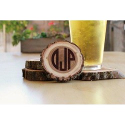 Etchey Round Wood Log 4 Piece Coaster Set Wood in Brown, Size 0.5 H x 3.5 D in | Wayfair CST-WLOG-OJP