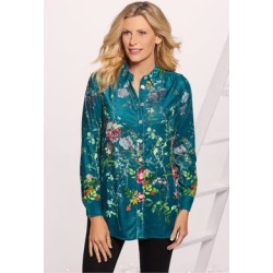 Women Jardim Velvet Shirt by Soft Surroundings, in Teal size 3X (24)
