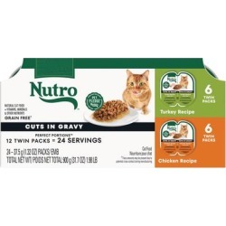 Nutro Perfect Portions Cuts in Gravy Variety Pack Real Turkey and Chicken Wet Cat Food, 1.98 lbs., Count of 12