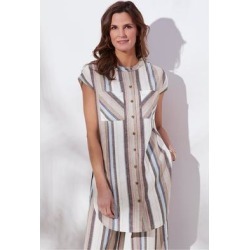 Women's Sera Striped Shirt by Soft Surroundings, in Multi Stripe size XS (2-4)