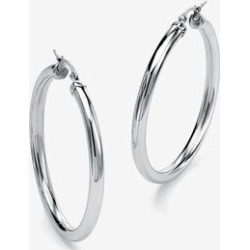 Women's Stainless Steel Tubular Lightweight Hoop Earrings (62mm) by PalmBeach Jewelry in Stainless found on Bargain Bro from Jessica London for USD $26.59