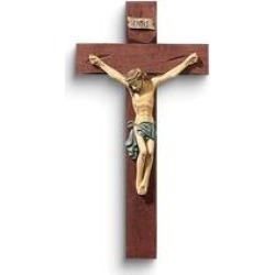 Curata 8 Inch Hand-Painted Resin and Wood Roma Crucifix