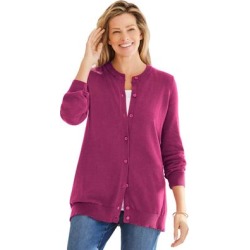 Plus Size Women's Perfect Long-Sleeve Cardigan by Woman Within in Raspberry (Size 5X) Sweater found on Bargain Bro Philippines from fullbeauty for $46.99