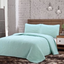 Estate Collection Savannah Quilt Set by American Home Fashion in Seafoam (Size FL/QUE)