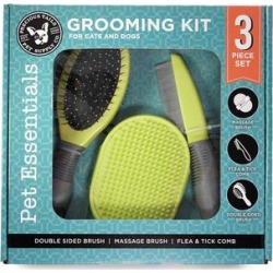 Precious Tails Pet Brushes Gray - Gray & Lime 3-Piece Grooming Kit