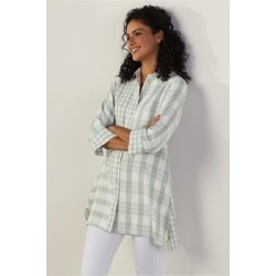 Women's Huntleigh Shirt by Soft Surroundings, in Silver Sage/Ivory size XS (2-4)